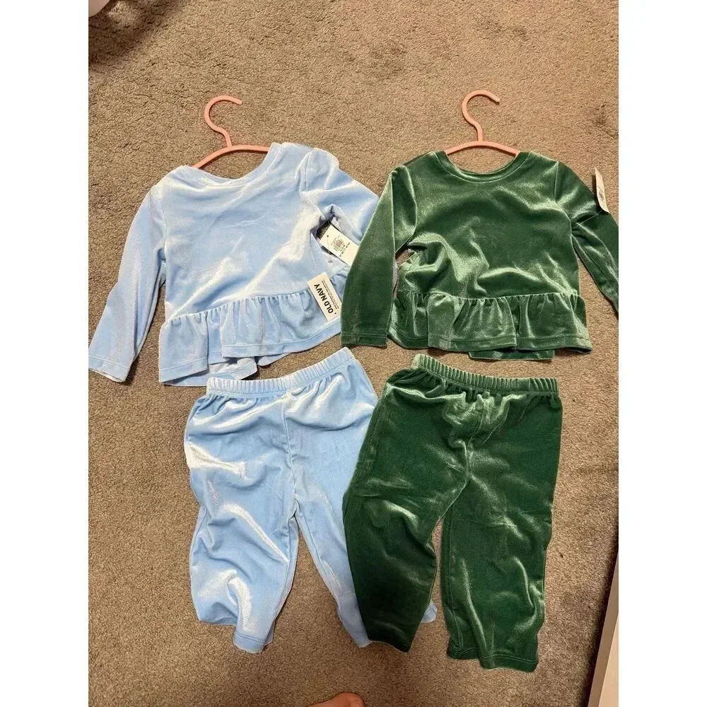 Old Navy Baby Girl Peplum Velour Outfits Lot of 2 NWT 6-12 Month